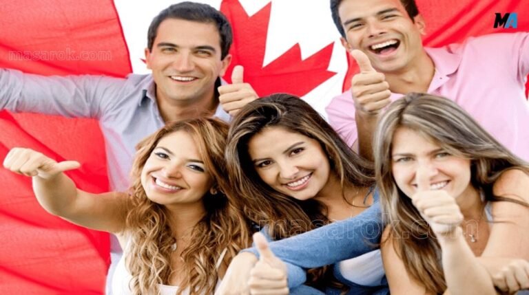 زوجان يستعدان للهجرة إلى كندا - علم كندا وخاتم زواج
